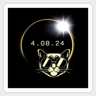 4.08.24 - eclipse 2024 cat funny Sticker